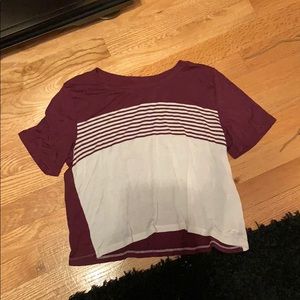 Maroon and white tshirt